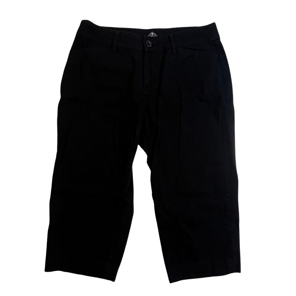 St Johns Bay Capri Pants Womens 8 Black Modern Cropped Mid Rise Stretch Bermudas